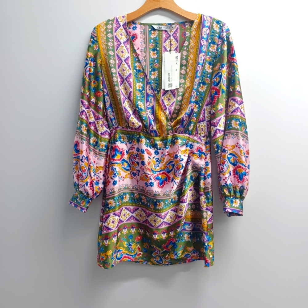 Zara Multicolor Patterned Mini Dress - Picture 3 of 11